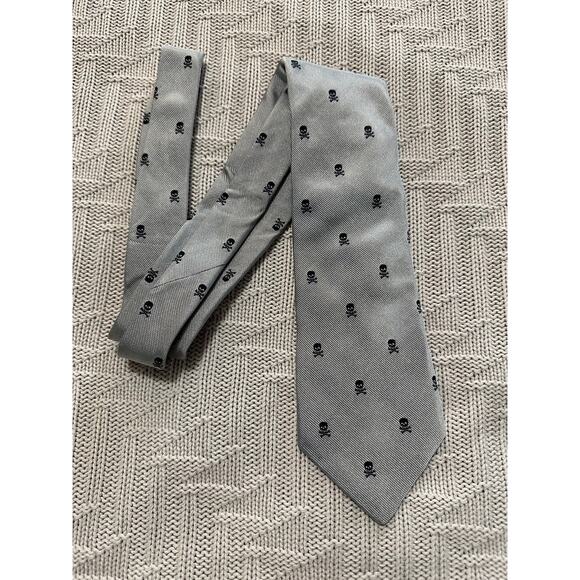 Express gray skull print tie - Picture 1 of 6